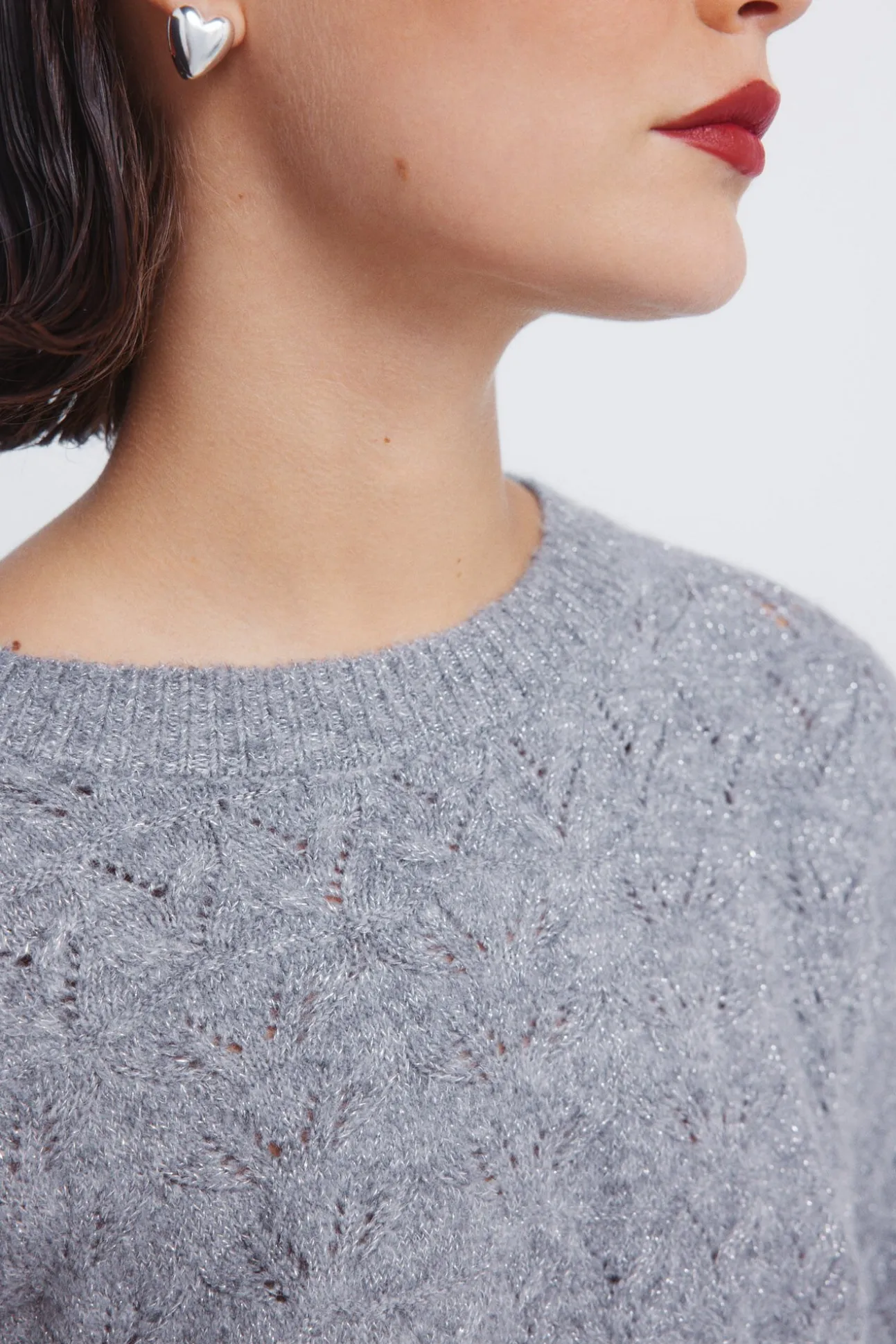 Jersey pointelle lurex