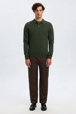 Jersey polo media cremallera 100% algodón.