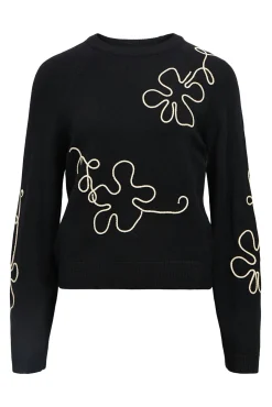 Jersey punto bordado flor