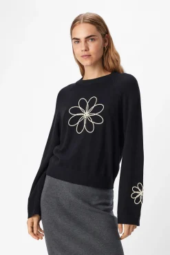 Jersey punto bordado flor