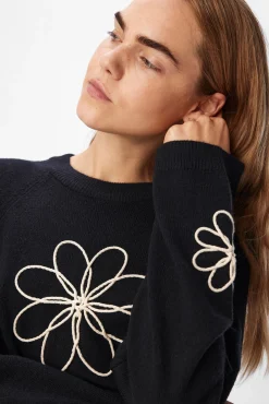 Jersey punto bordado flor