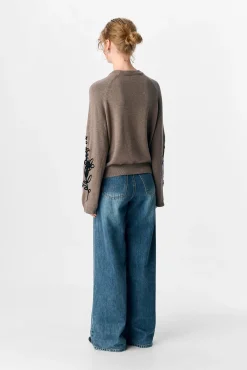 Jersey punto bordado flores