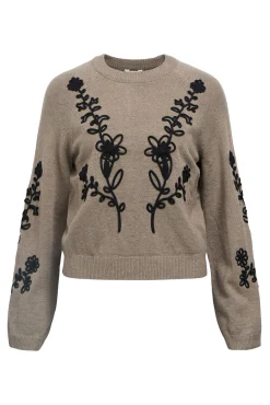 Jersey punto bordado flores