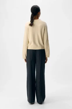 Jersey punto bordado flores