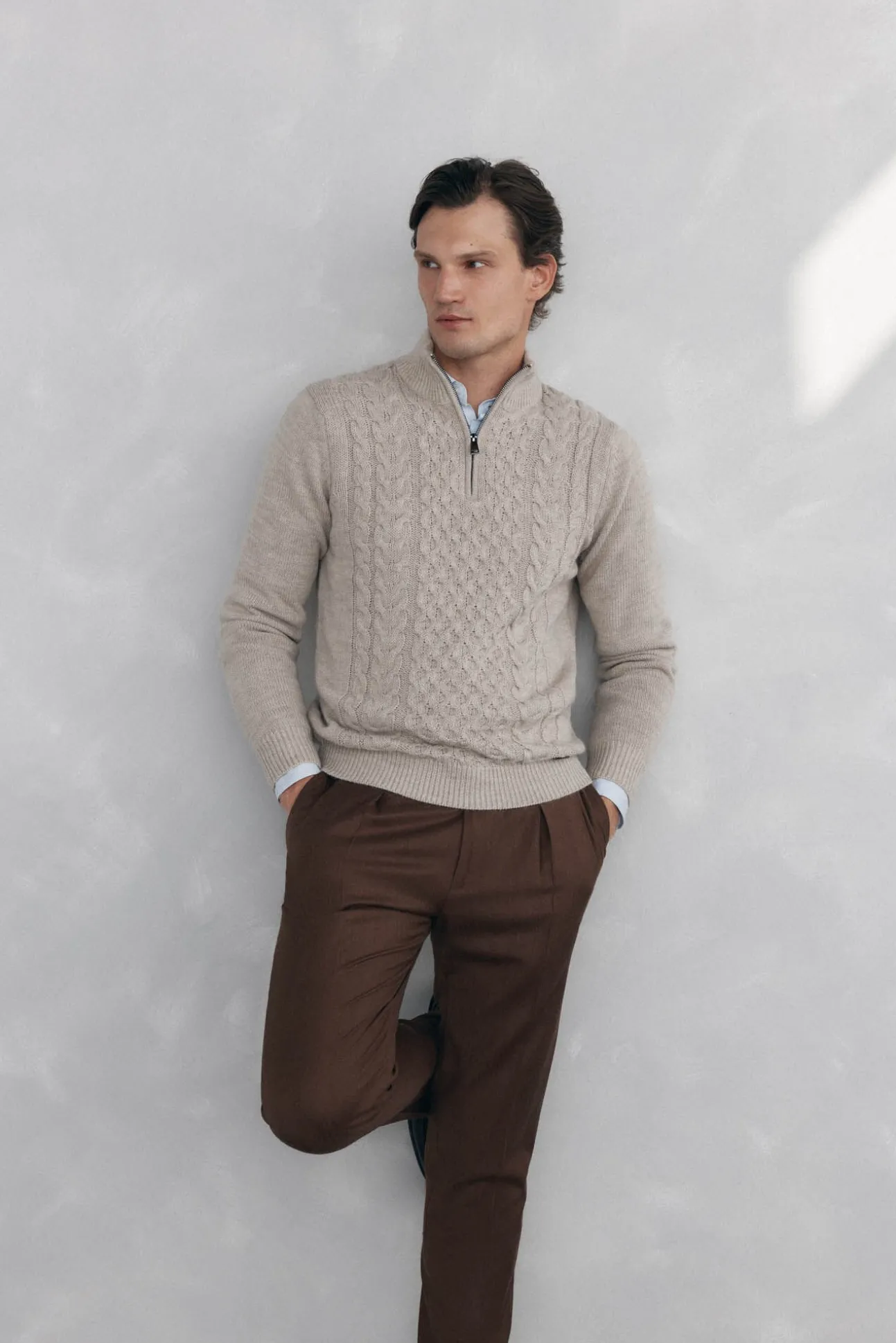 Jersey punto estructura lana cremallera