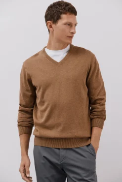 Jersey punto fino algodón cuello pico