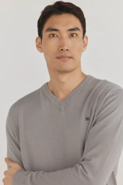 Jersey punto fino algodón premium cuello pico