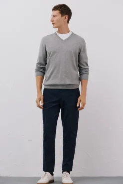 Jersey punto fino algodón cuello pico