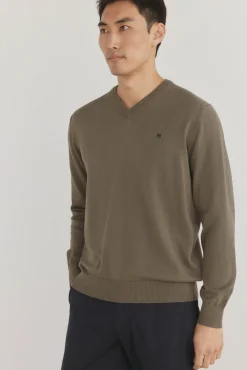 Jersey punto fino algodón premium cuello pico