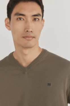 Jersey punto fino algodón premium cuello pico