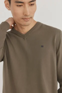 Jersey punto fino algodón premium cuello pico