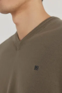 Jersey punto fino algodón premium cuello pico