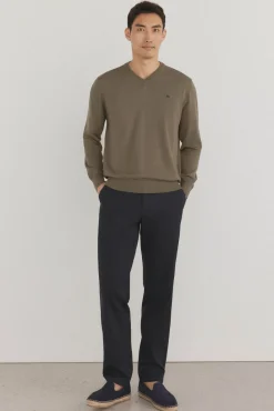 Jersey punto fino algodón premium cuello pico