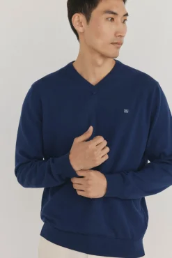 Jersey punto fino algodón premium cuello pico