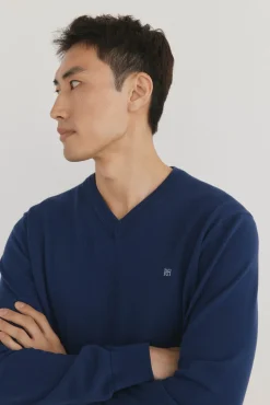 Jersey punto fino algodón premium cuello pico