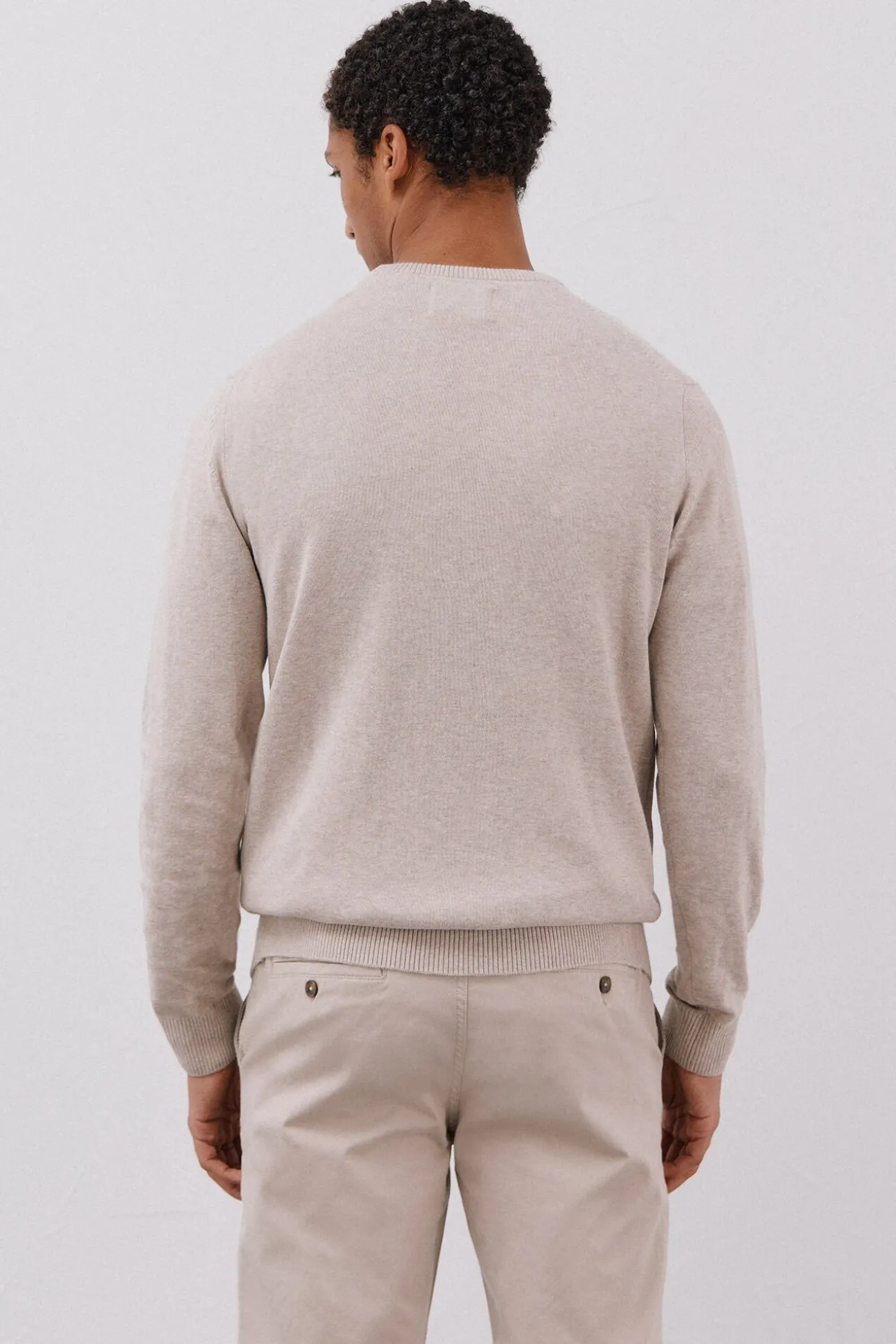 Jersey punto fino algodón cuello redondo