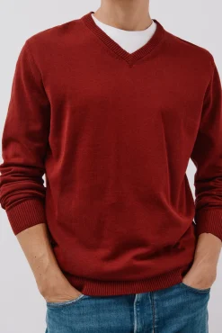 Jersey punto fino algodón cuello pico