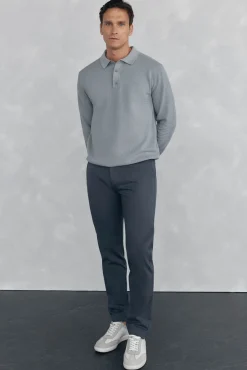 Jersey punto fino cuello polo estructura