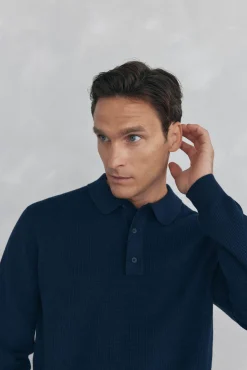 Jersey punto fino cuello polo estructura