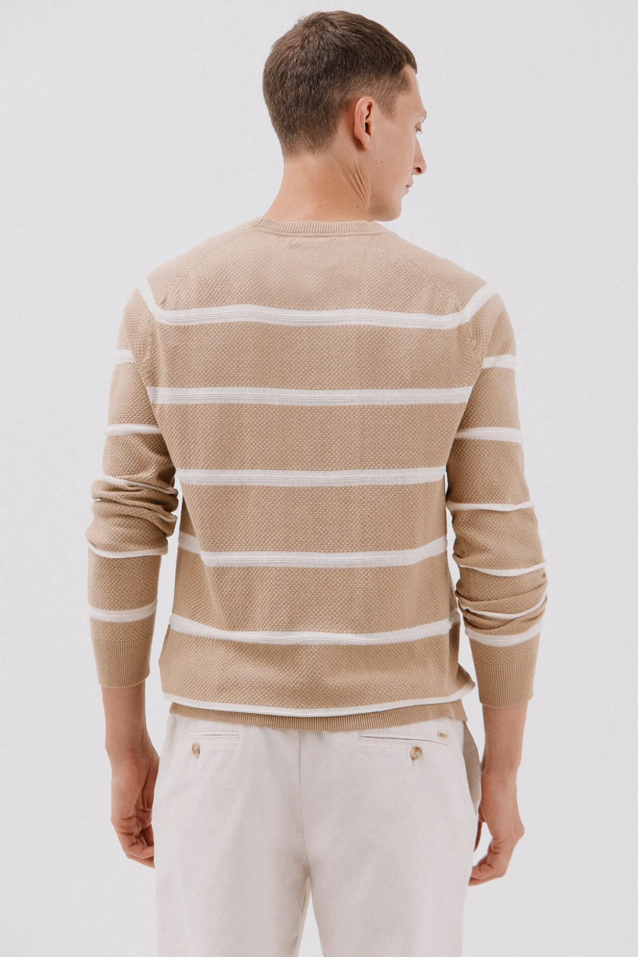 Jersey punto fino rayas cuello redondo