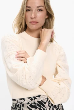 Jersey punto manga efecto encaje