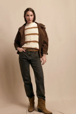 Jersey punto perlado rayas