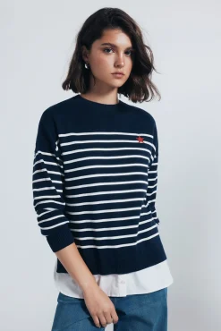 Jersey rayas combinado detalle bordado