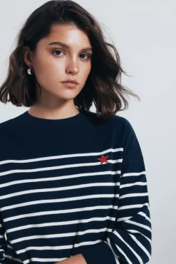 Jersey rayas combinado detalle bordado