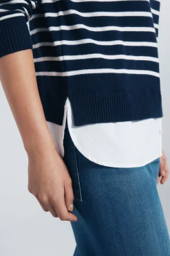 Jersey rayas combinado detalle bordado