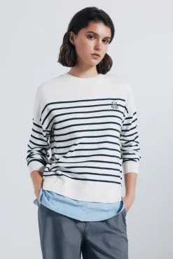 Jersey rayas combinado detalle bordado