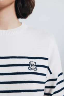 Jersey rayas combinado detalle bordado