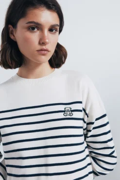 Jersey rayas combinado detalle bordado