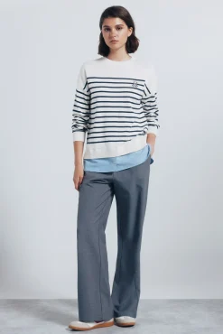 Jersey rayas combinado detalle bordado