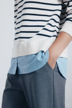 Jersey rayas combinado detalle bordado