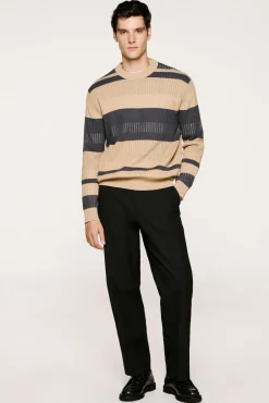 Jersey rib rayas 100% algodón orgánico.