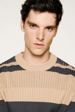 Jersey rib rayas 100% algodón orgánico.