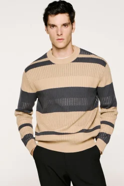 Jersey rib rayas 100% algodón orgánico.