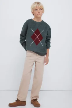 Jersey rombos caqui niño