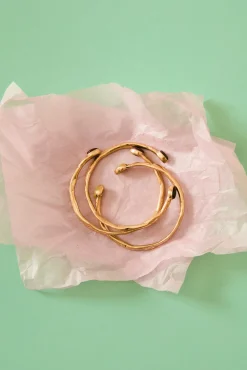 Leslie. Brazalete piedra bañado en oro