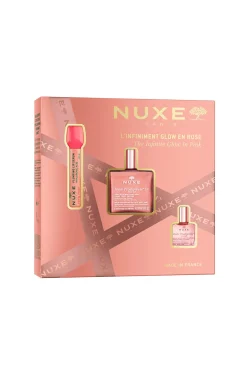 NUXE COFRE REGALO GLOW INFINITO ROSA - VERY ROSE SERUM LABIAL + HUILE PROD FLORAL OR + HUILE PROD FLORAL