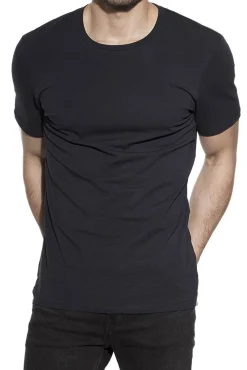 Pack 2 camisetas elásticas cuello caja algodón orgánico azul marino