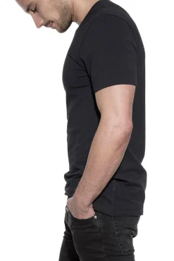 Pack 2 camisetas elásticas cuello caja algodón orgánico azul marino