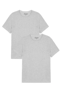 Pack 2 camisetas elásticas cuello caja algodón orgánico gris melange