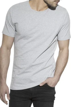 Pack 2 camisetas elásticas cuello caja algodón orgánico gris melange