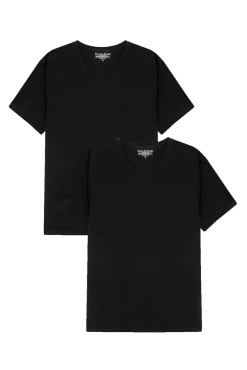 Pack 2 camisetas elásticas cuello pico negro