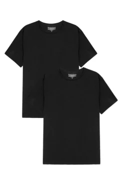 Pack 2 camisetas elásticas cuello caja algodón orgánico negras