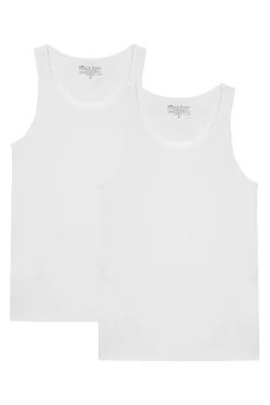 Pack 2 camisetas sin mangas de algodón orgánico blancas
