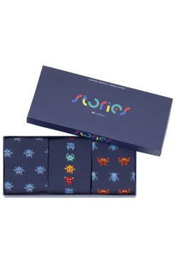 Pack de 3 calcetines cortos de algodón orgánico Stories Monstruos
