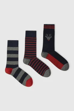 Pack de 3 calcetines rayas Navidad