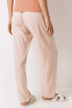 Pantalón largo franela rayas naranja